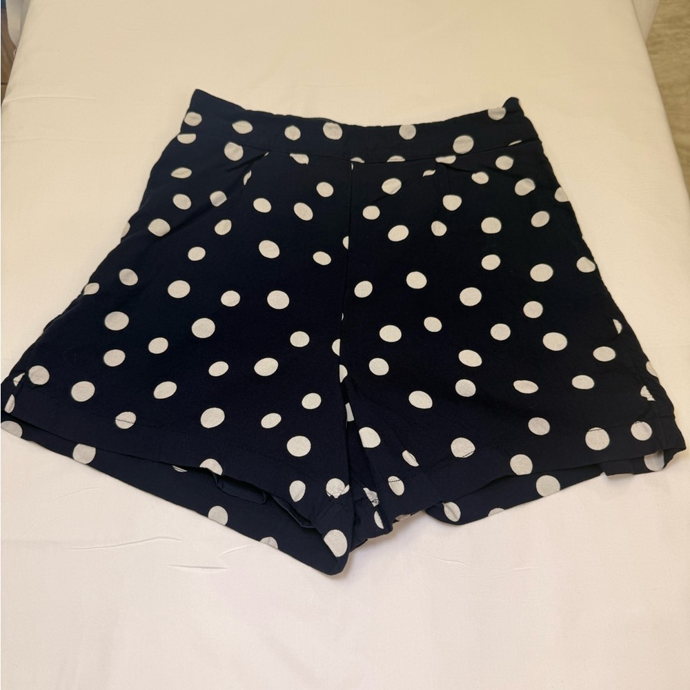 Abercrombie & Fitch Navy and White Polka Dot High-Waist Shorts